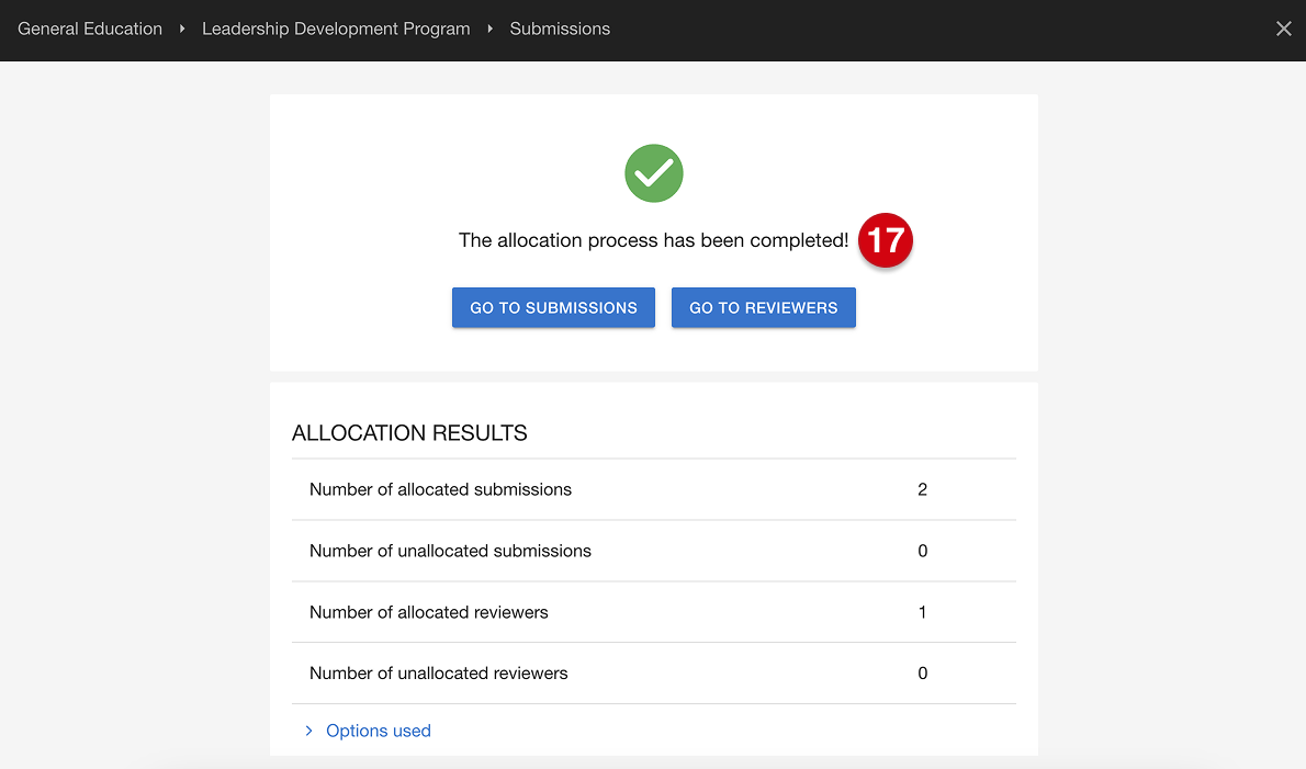 Program allocation process page marked with number guide 17