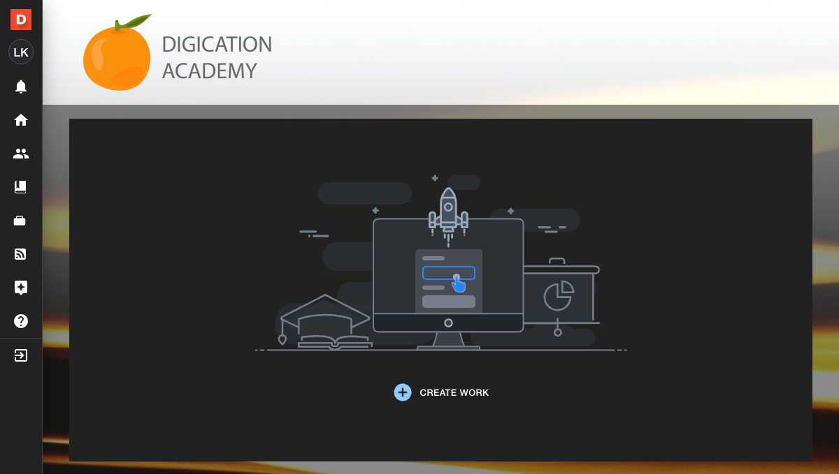 Digication student dashboard after account setup is complete