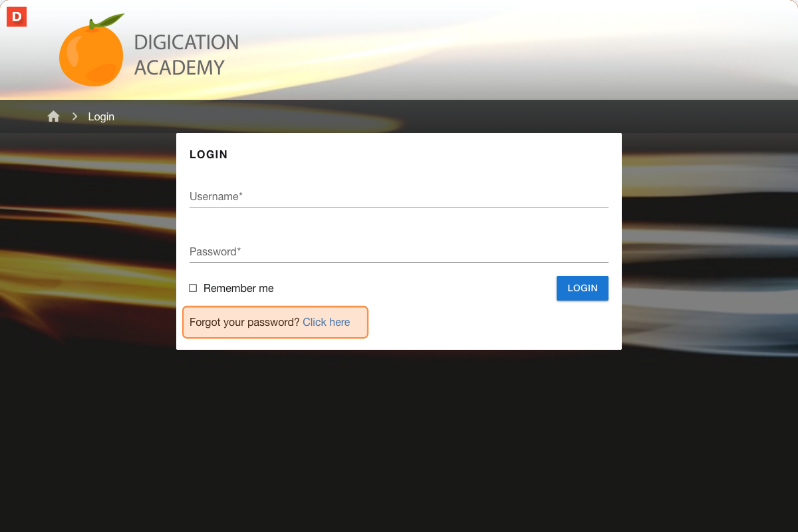 Organization login page with the Forgot your password link visible below the login form