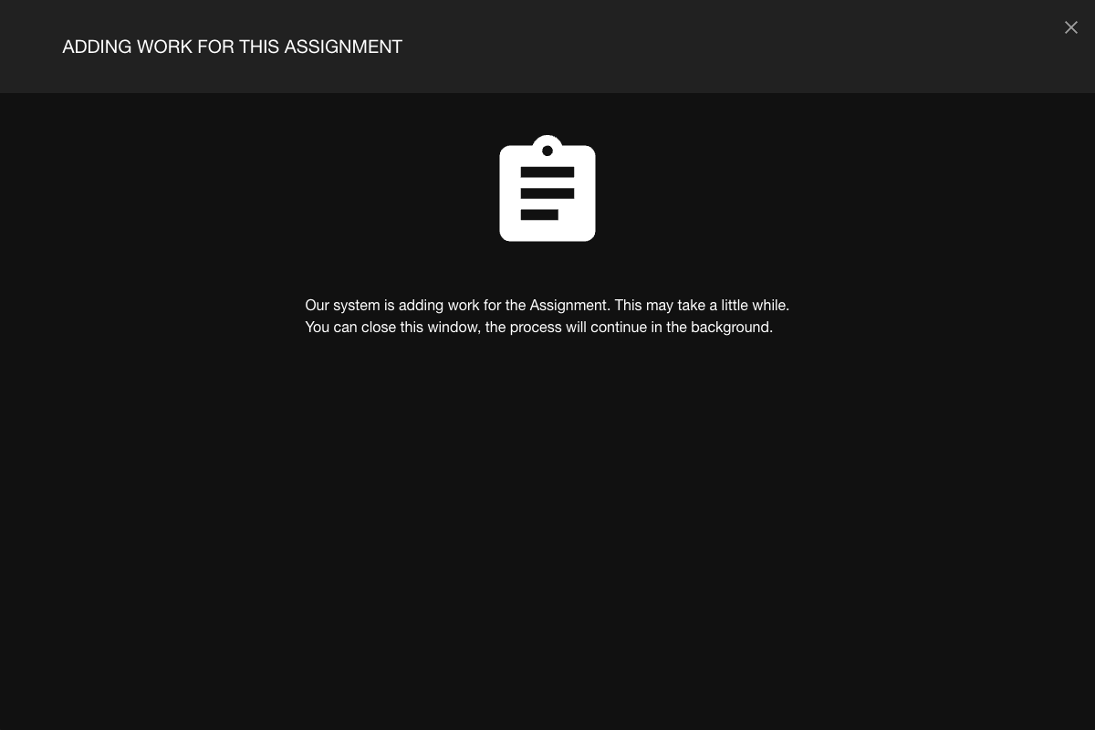 Loading state as Digication creates the work automatically from the instructor's template