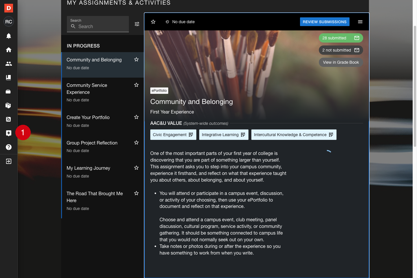 Global Navigation menu with AI Assistants highlighted