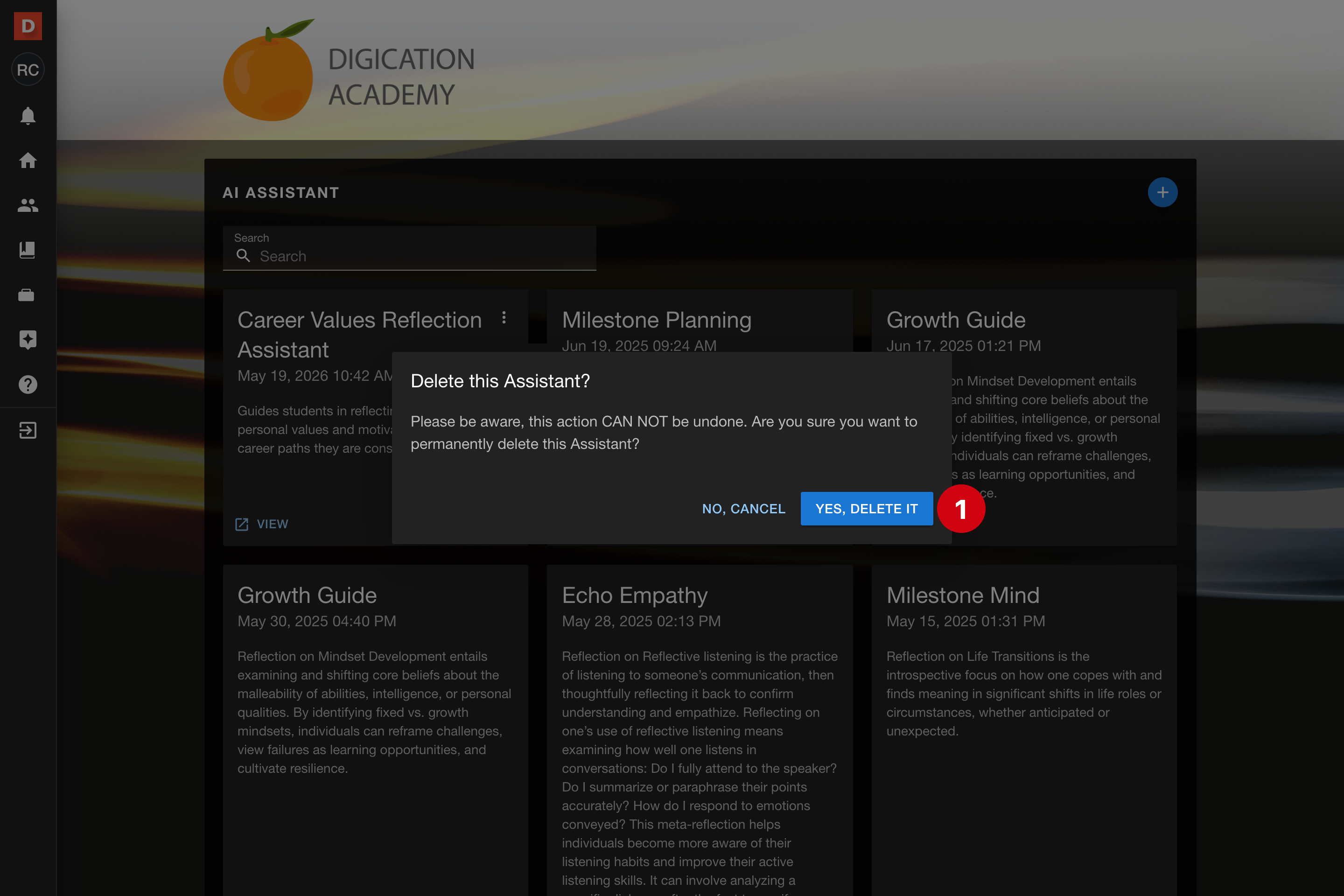 Delete confirmation prompt