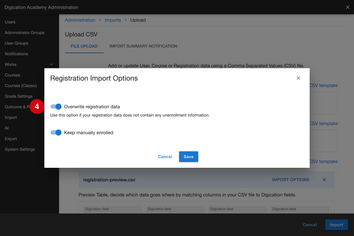 Overwrite registration data turned on