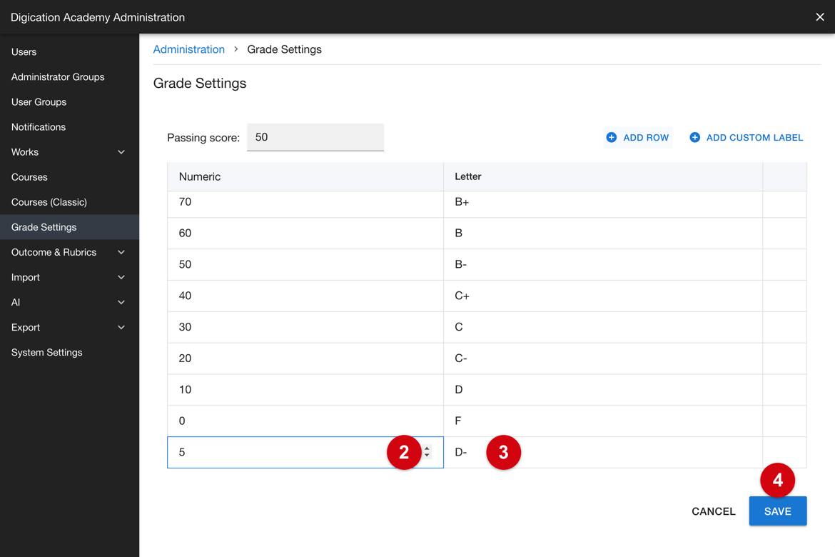 New row with a value and label entered, and Save