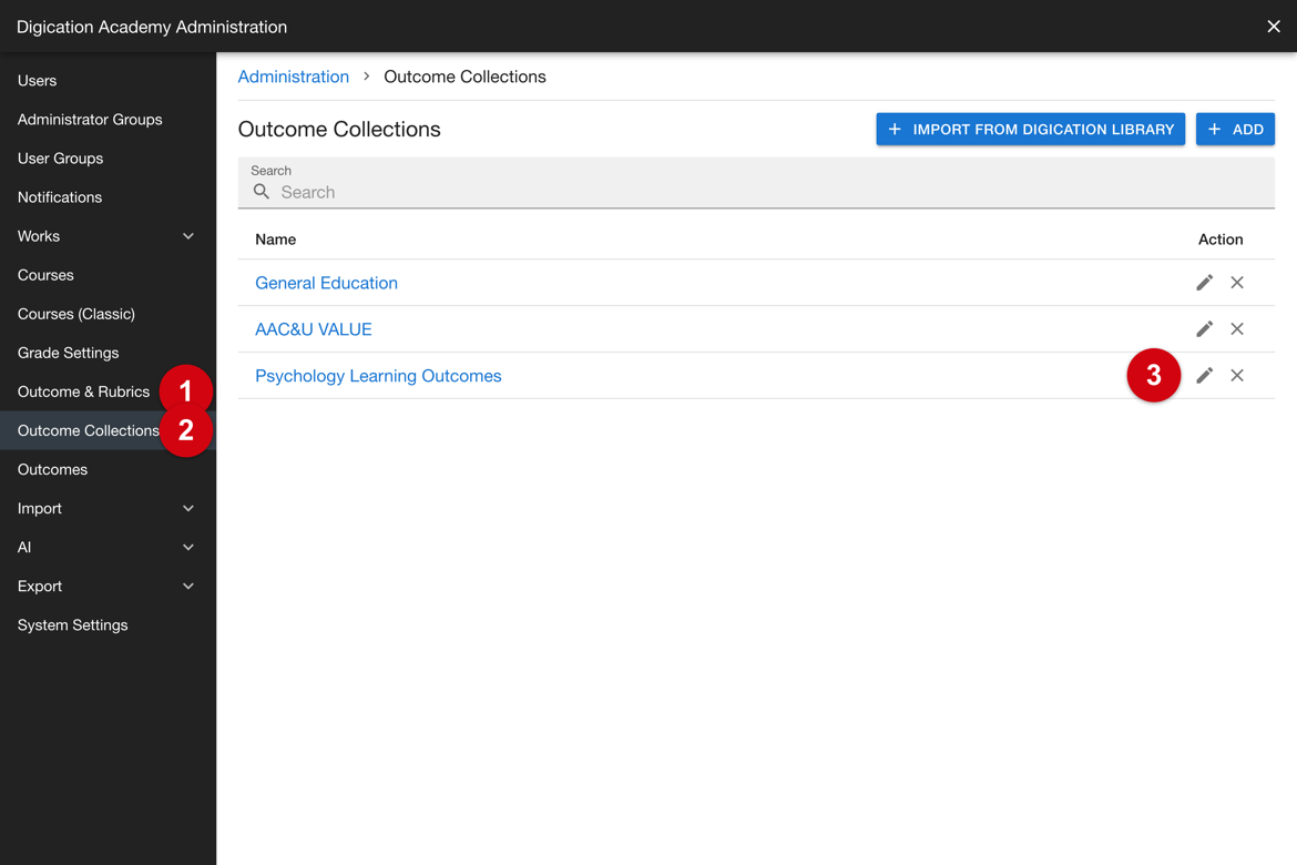 Edit control on an outcome collection