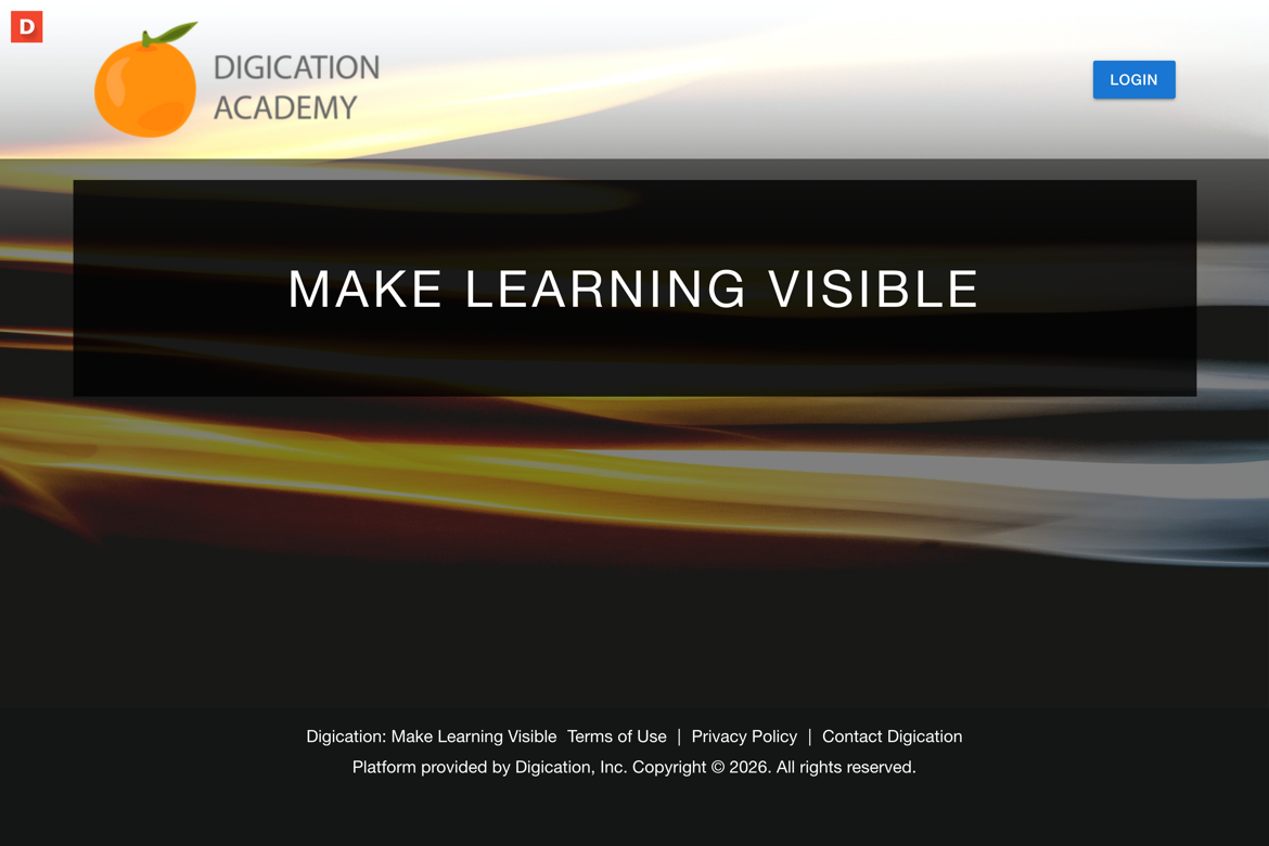 Digication home page with the LOGIN button